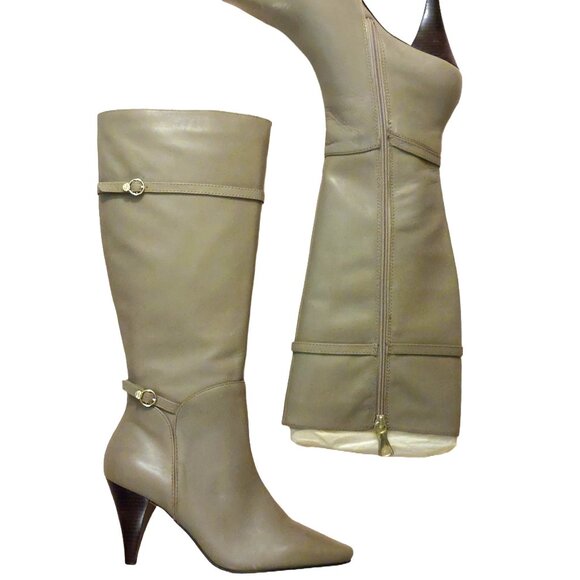 BCBGMAXAZARIA AVA Light Desert Beige Leather Boots Retail $434 - Picture 2 of 11